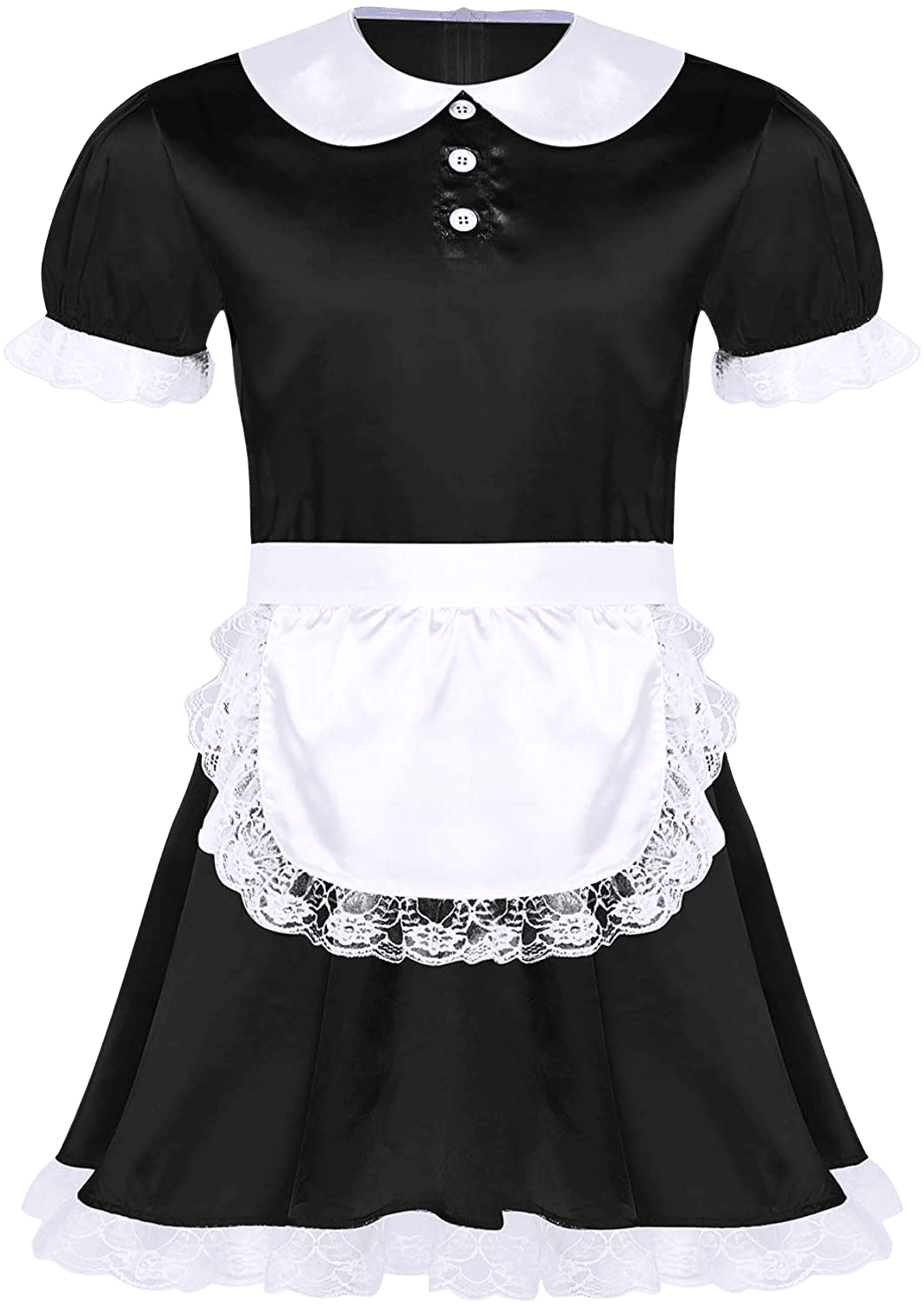 Frilly Maid Dress Doll Neck French Maid Costume with Headband and Apron | Decor Gifts and More