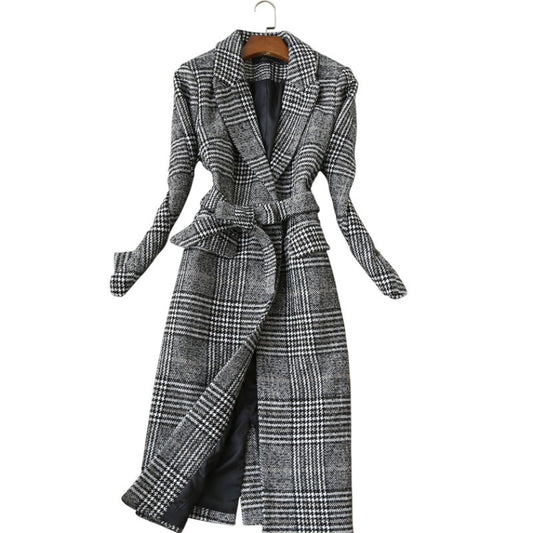 Was Thin Temperament Long Woolen Plaid Coat Woolen Coat | Decor Gifts and More