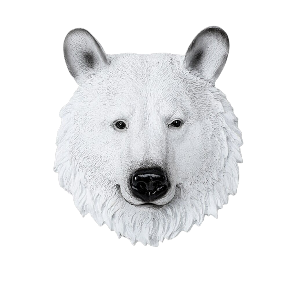 3D Carved White Polar Bear Head Wall Statue Sculpture | Decor Gifts and More