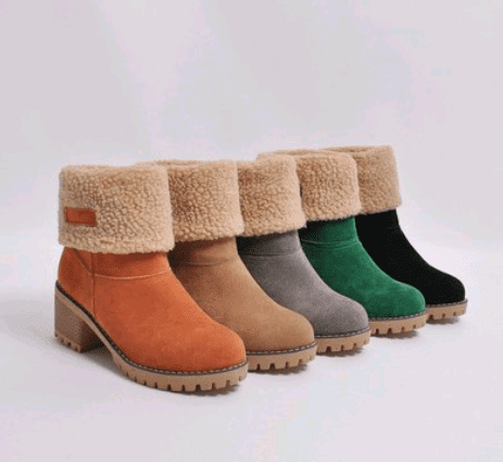 Mid-Tube Thick Heel Suede Snow Boots | Decor Gifts and More