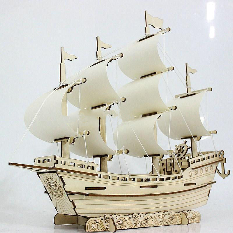 Wooden Sailboat Model Diy Handmade Assembly 3d Three-dimensional Puzzle Assembly | Decor Gifts and More