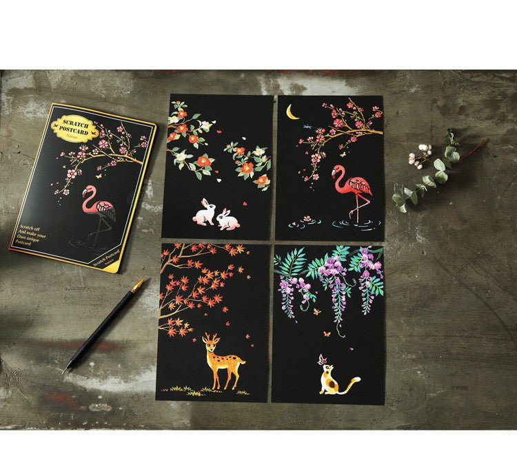 Scratch Painting - 4er Set Blumen | Decor Gifts and More