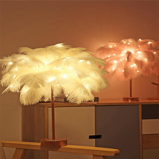 Feather Lamp Nordic Desk Lamp European-Style Bedroom Bedside Feather Table Lamp Night Light Table Lamp Decoration Modern | Decor Gifts and More