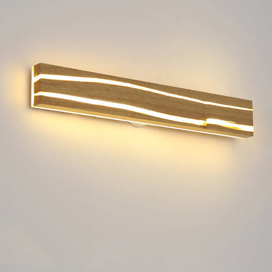 Solid wood bedroom LED wall light