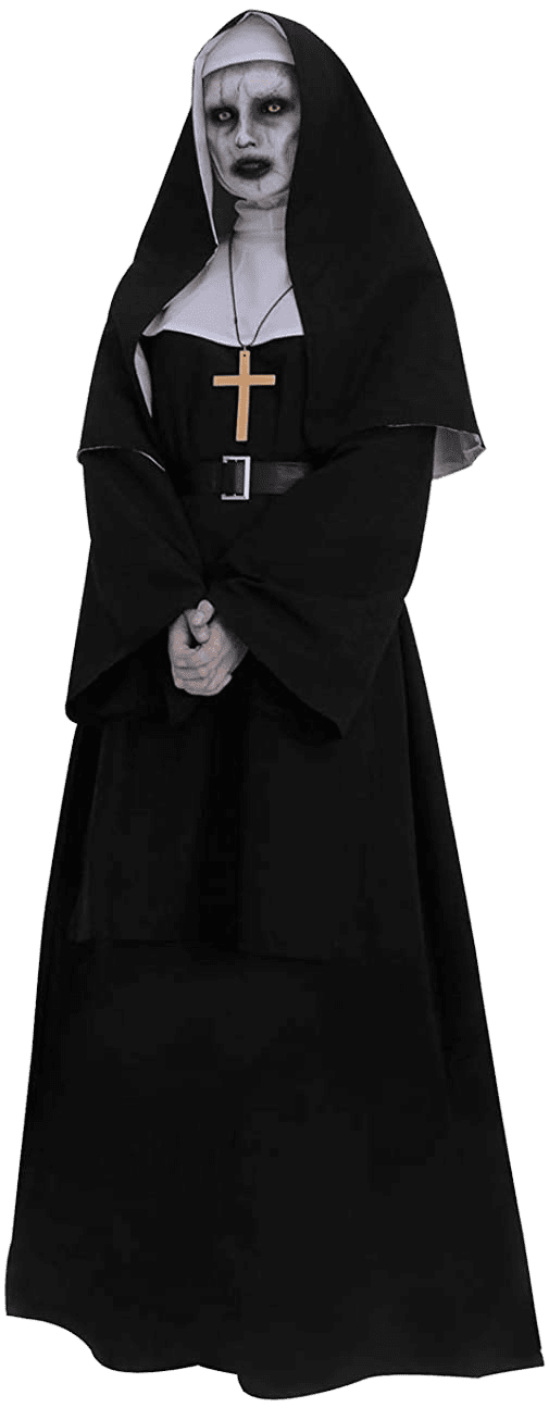 ROLECOS The Nun Costume Plus Size Scary Nun Outfit Priest Halloween Costume Black | Decor Gifts and More