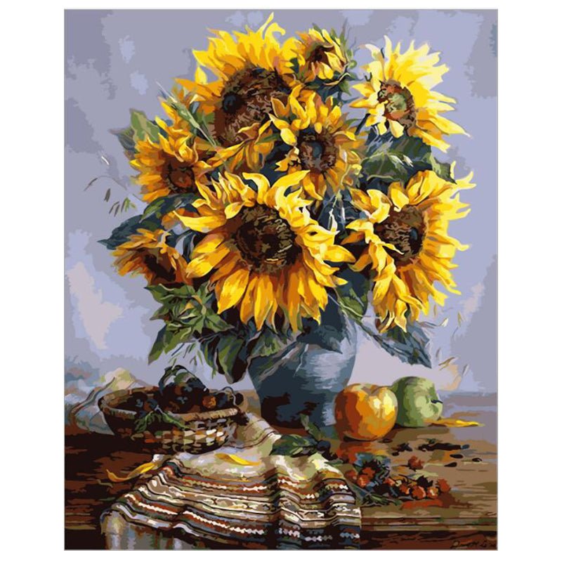 DIY Sunflowers Oil Painting By Numbers Drawing Coloring By Numbers With Frame Home Decor Paint By Number Wall Art Home Decor | Decor Gifts and More