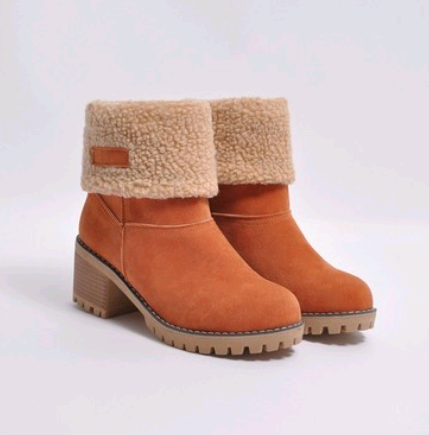 Mid-Tube Thick Heel Suede Snow Boots | Decor Gifts and More