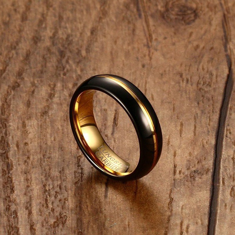 Tungsten steel black gold ring | Decor Gifts and More