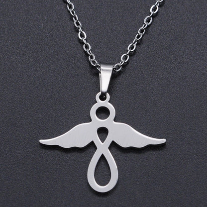 Stainless Steel Hollow Angel Pendant Necklace Women | Decor Gifts and More