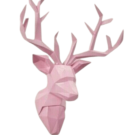 Large Pink Deer Head Bust 3D Luxury Wall Sculpture - Home Decor Gifts and More