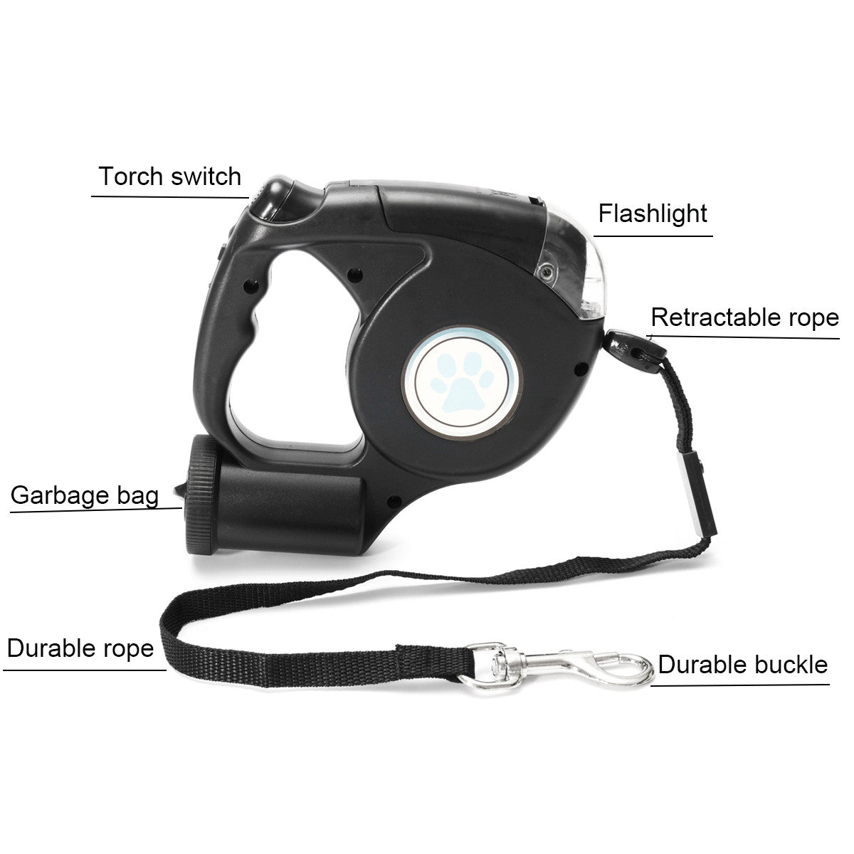 Three-in-one Retractable Dog Leash With Flashlight | Decor Gifts and More