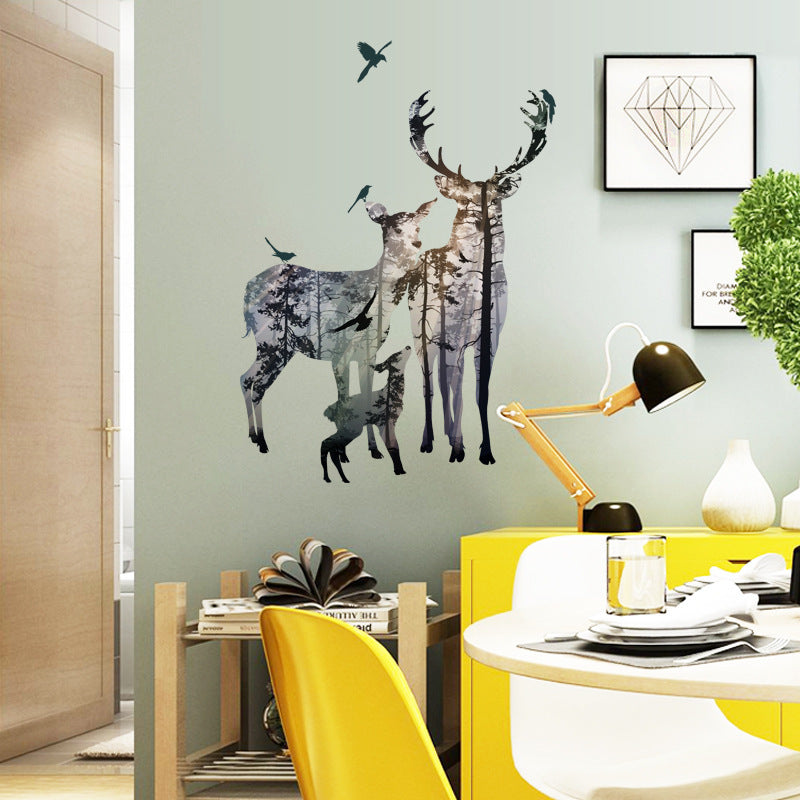 Creative Wall Stickers Elk Family Modern Nordic Style Living Room TV Decoration Wall Stickers | Decor Gifts and More