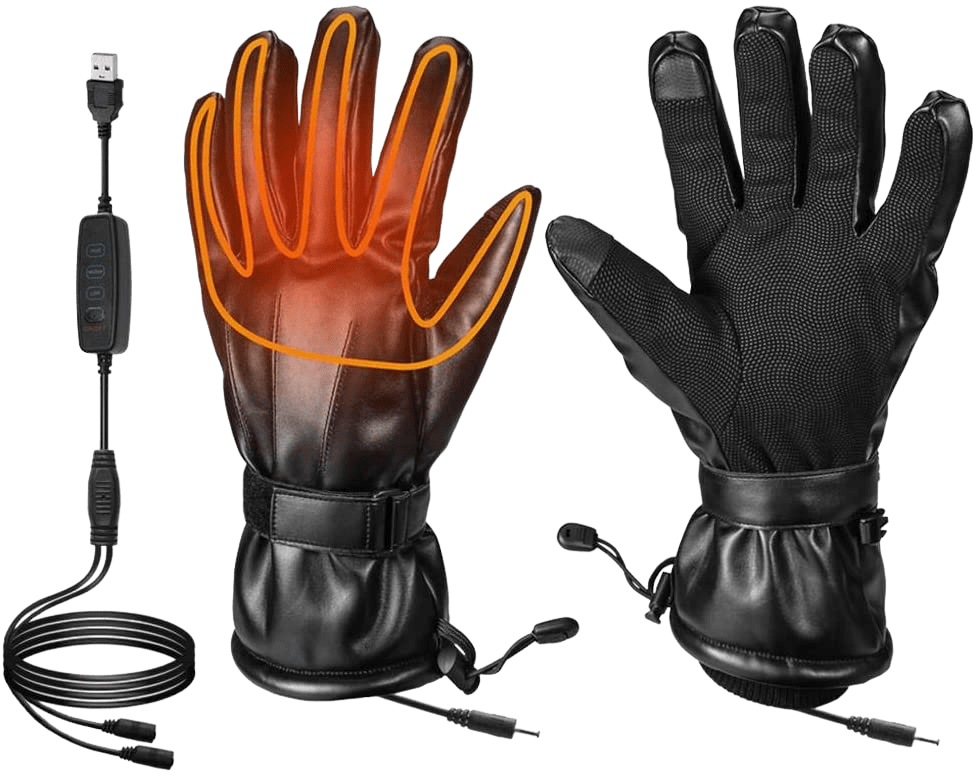 Heated Gloves for Men Fingers Hands Warmer for Ski Motorcycle Hiking Hunting Electric Heated Gloves Windproof for Winter Powered by USB Power Bank Battery（Not Include Battery） - Home Decor Gifts and More