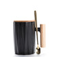 Simple Straight Ceramic Mug With Wooden Handle | Decor Gifts and More