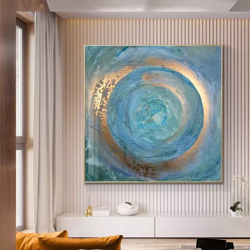 Abstract Blue Gold Canvas Mural Poster | Decor Gifts and More