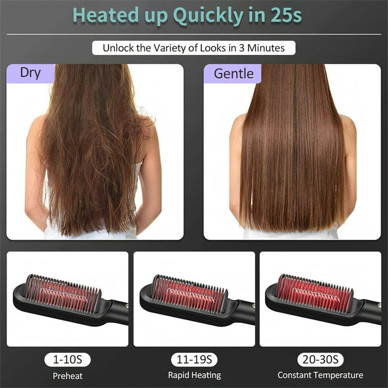 New 2 In 1 Hair Straightener Hot Comb Negative Ion Curling Tong Dual-purpose Electric Hair Brush | Decor Gifts and More