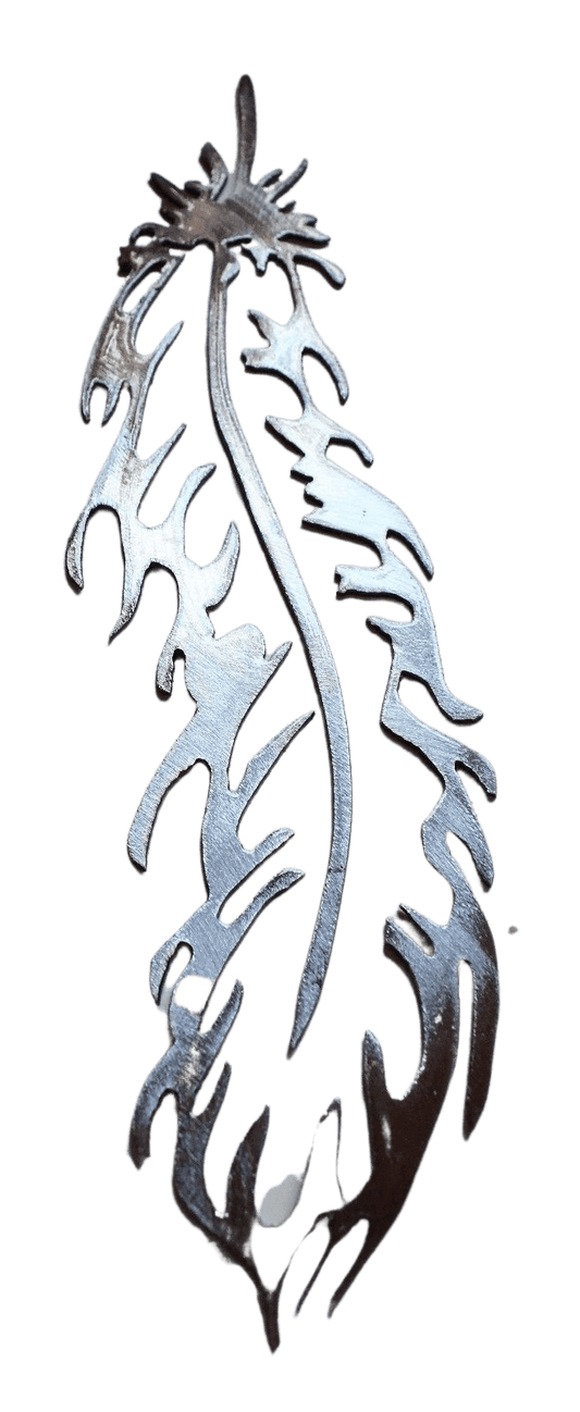 Fancy Feather - Metal Wall Art - Silver 12 1/2" x 3 1/2" - Home Decor Gifts and More