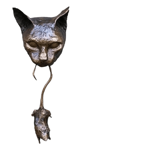 Wall Mounted Classic Cat and Mouse Sculpture Hanging Door Knocker - Home Decor Gifts and More