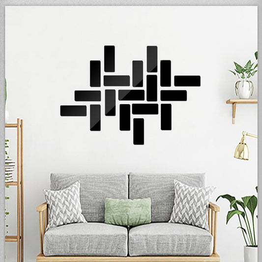 Rectangle Combination Crystal Stereo Mirror Wall Sticker Set