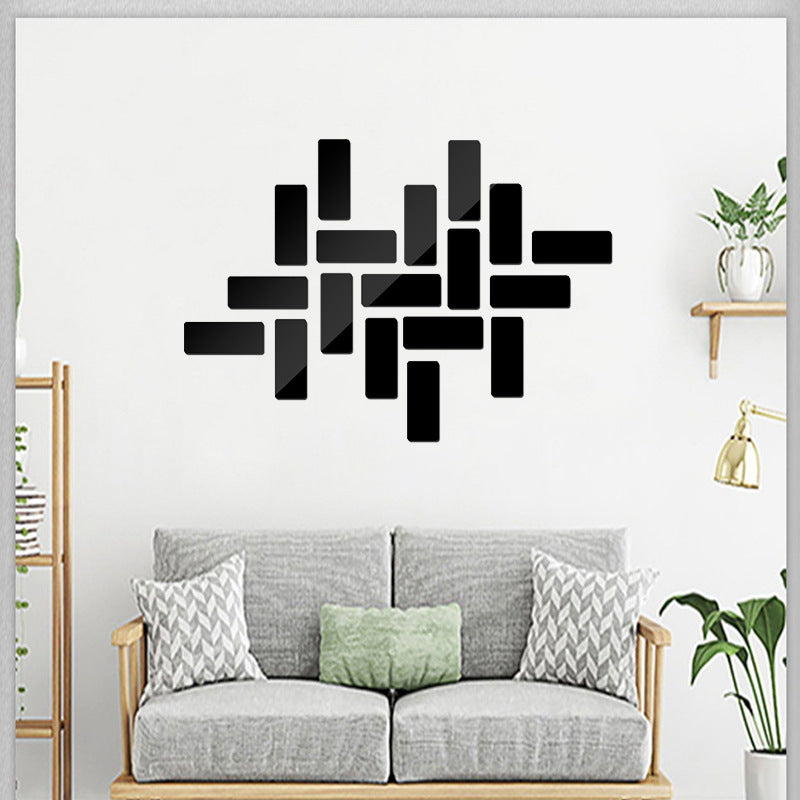 Rectangle Combination Crystal Stereo Mirror Wall Sticker Set