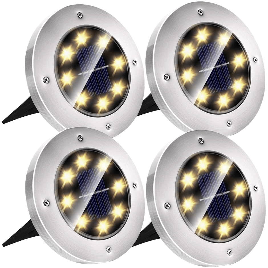 Solar Ground Lights, 8 LED Waterproof Solar Lights Outdoor, FREECUBE In-Ground Solar Garden Lights Disk Landscape Outdoor Lighting, Bright Warm White LED Lights for Lawn Pathway Yard Driveway, 4 Pack | Decor Gifts and More