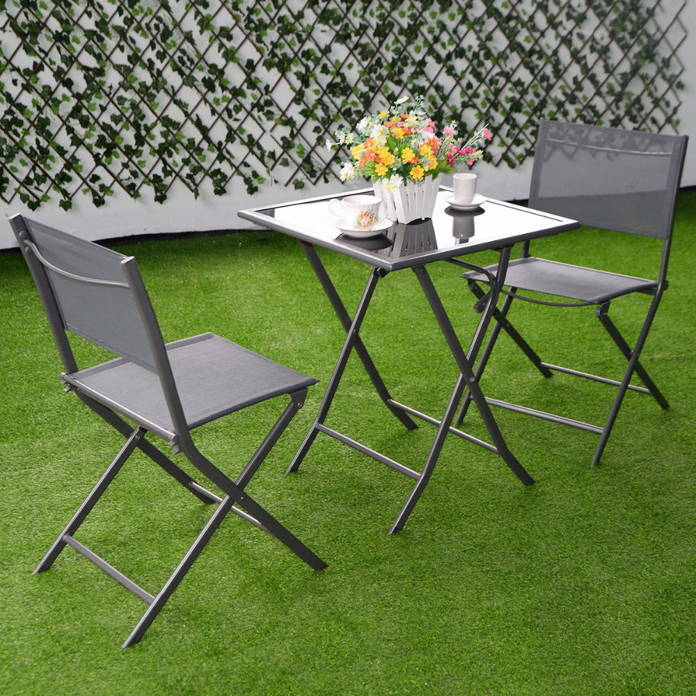 3 Pcs Bistro Set Garden Backyard Table Chairs Outdoor Patio Furniture Folding   HW51582 | Decor Gifts and More