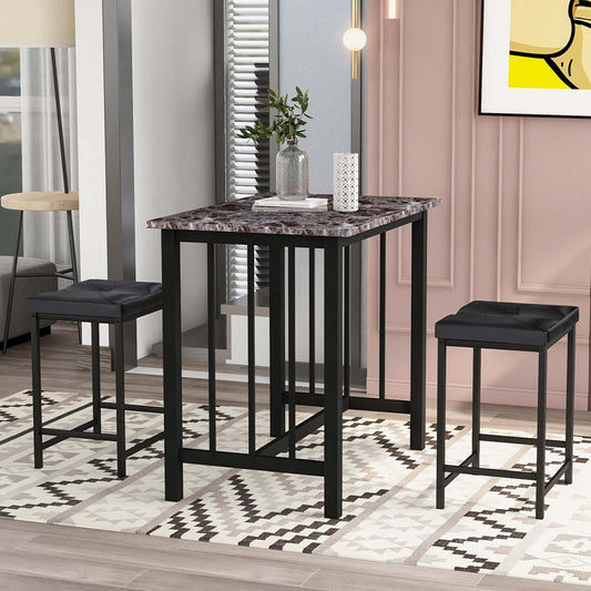 3-Piece Bar Table Set Kitchen Counter Height Dining Set, Bar Table With 2 Bar Stools Industrial For Kitchen, Living Room | Decor Gifts and More