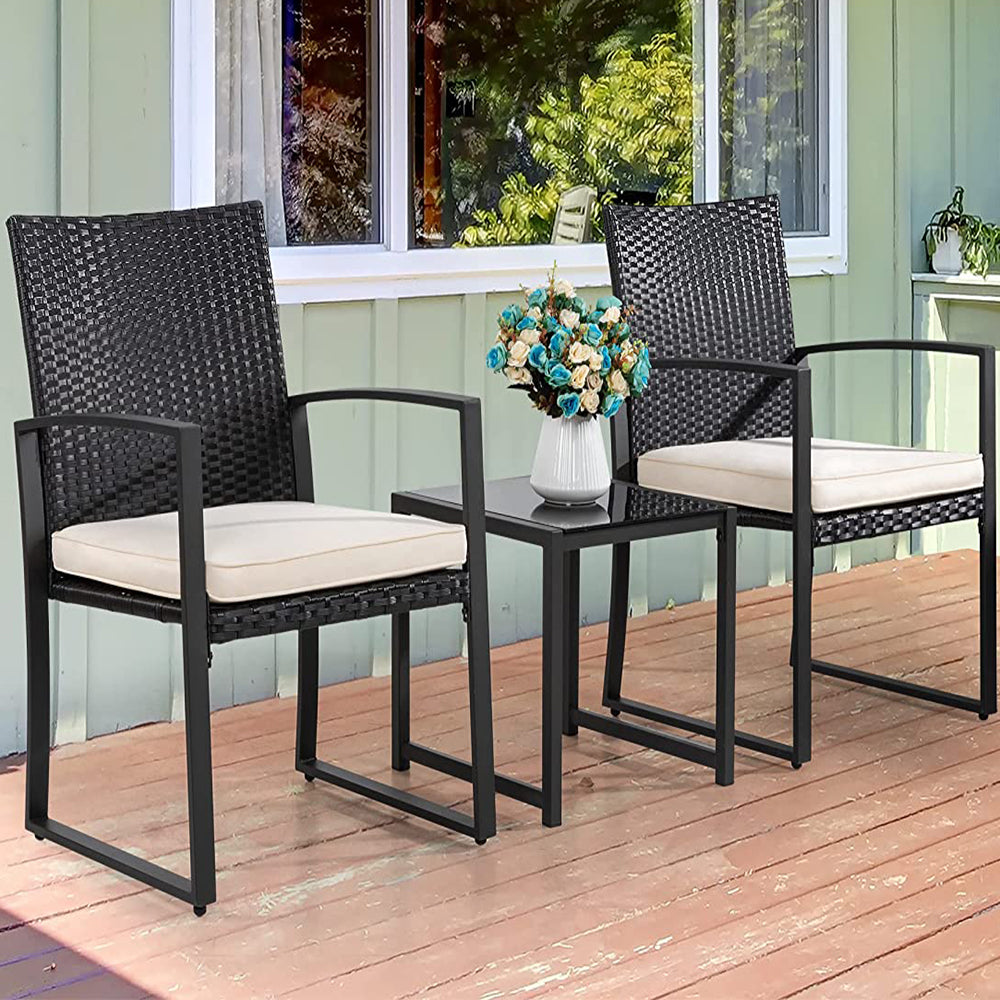 3 piece outdoor patio furniture set modern wicker bistro set rattan chair conversation