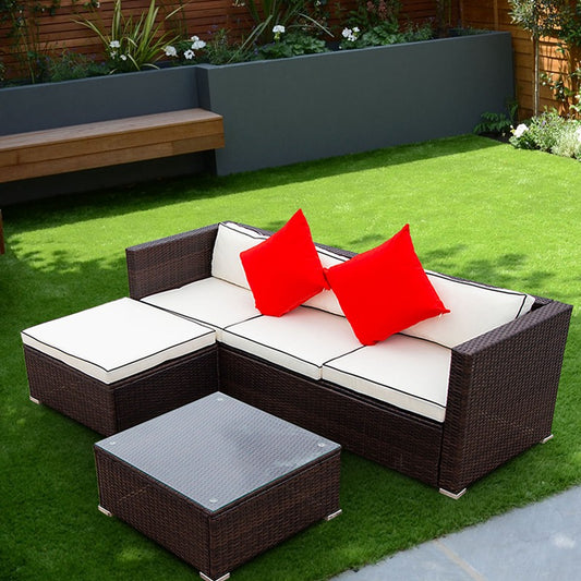 3 piece patio sectional wicker rattan outdoor furniture sofa set