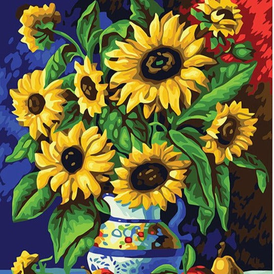 DIY Painting By Numbers Beautiful Sun Flower Paint By Numbers Acrylic Paint On Canvas diy picture drawing coloring canvas | Decor Gifts and More