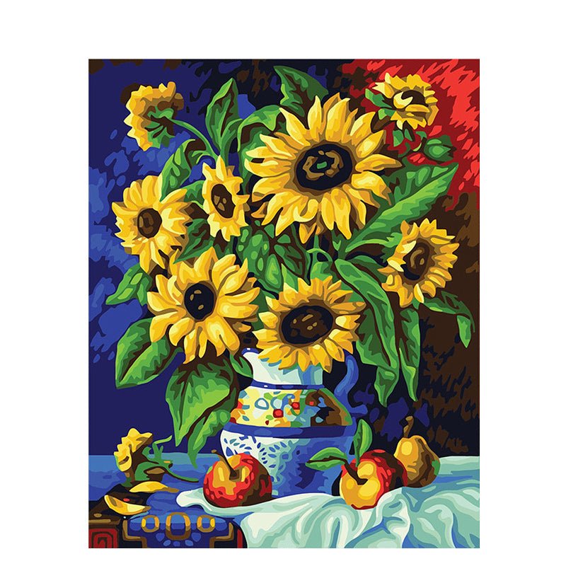 DIY Painting By Numbers Beautiful Sun Flower Paint By Numbers Acrylic Paint On Canvas diy picture drawing coloring canvas | Decor Gifts and More