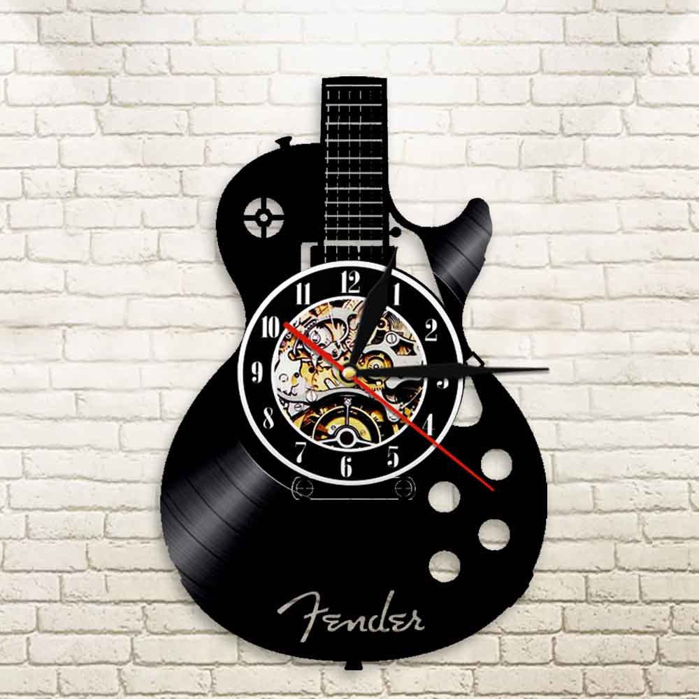 Living Room Study Retro Guitar Vinyl Record Wall Clock | Decor Gifts and More