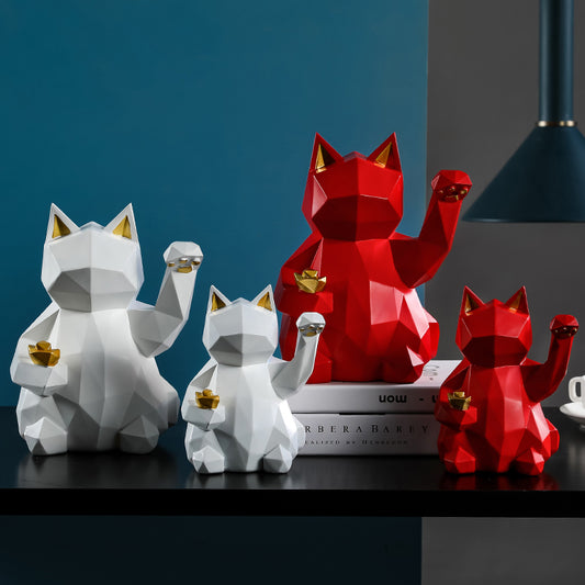 Creative geometric lucky cat ornaments | Decor Gifts and More