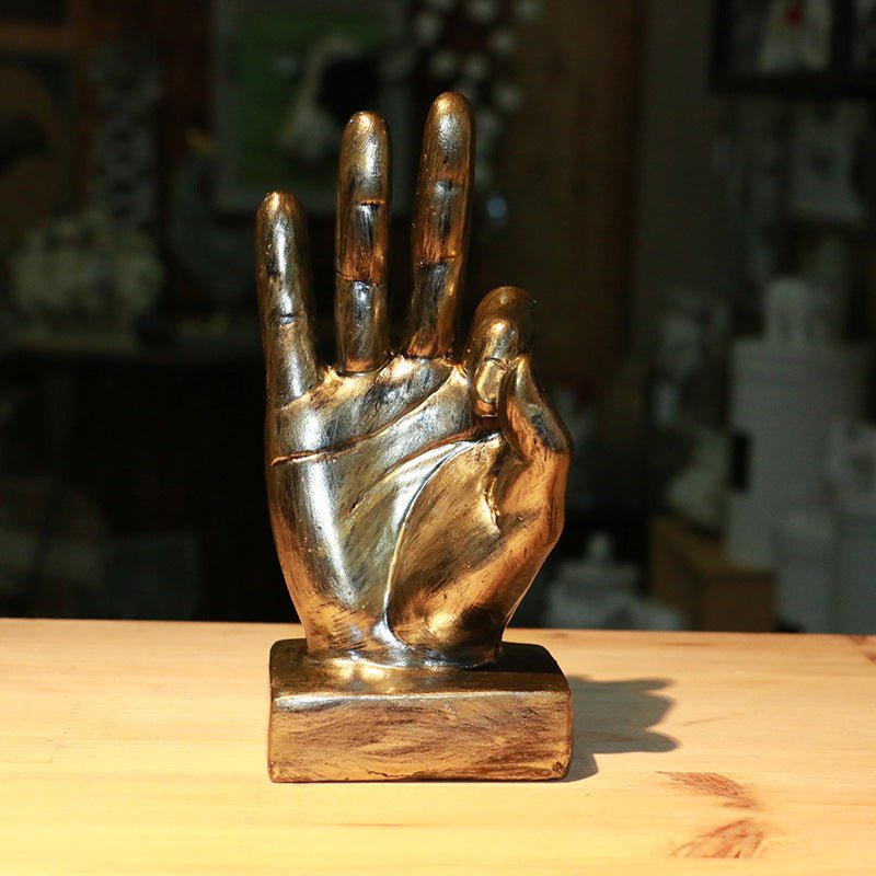 bronze high five hand in the air paperweight