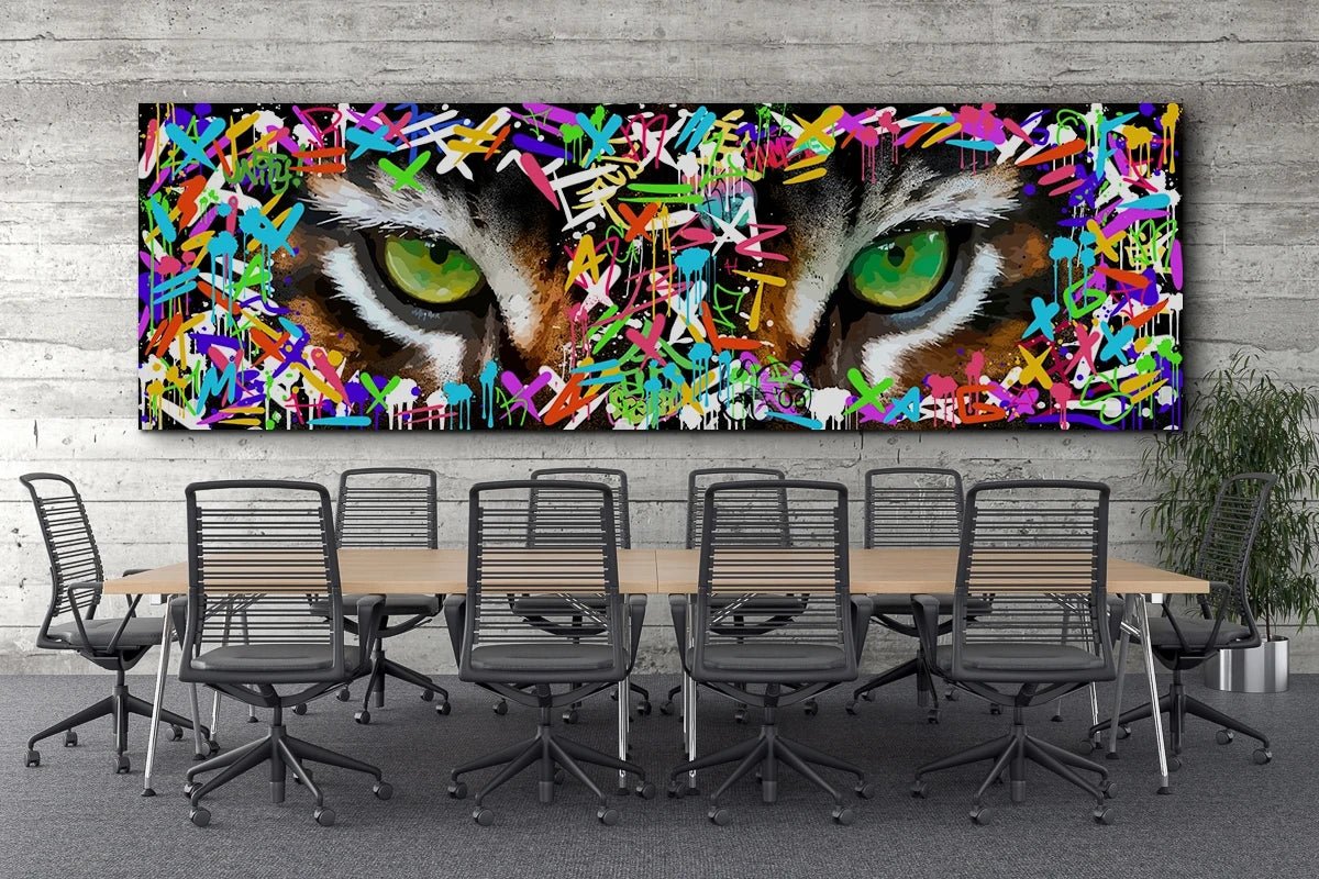 Modern Graffiti Art Tiger Ferocious Green Eyes | Decor Gifts and More