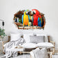 Broken Hole Wall Stickers Parrot Love Creative Home Decoration Background Wall Stickers