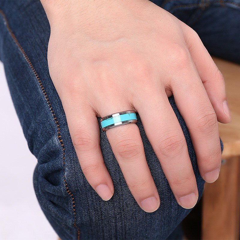 Turquoise tungsten steel ring | Decor Gifts and More