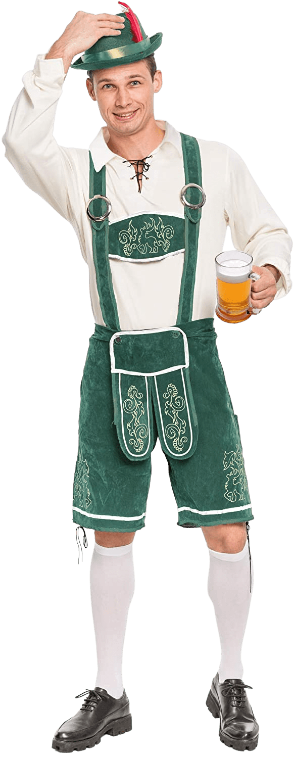 Men’s German Bavarian Oktoberfest Costume Green Set for Halloween Dress Up Party and Beer Festival, German Themed Party | Decor Gifts and More