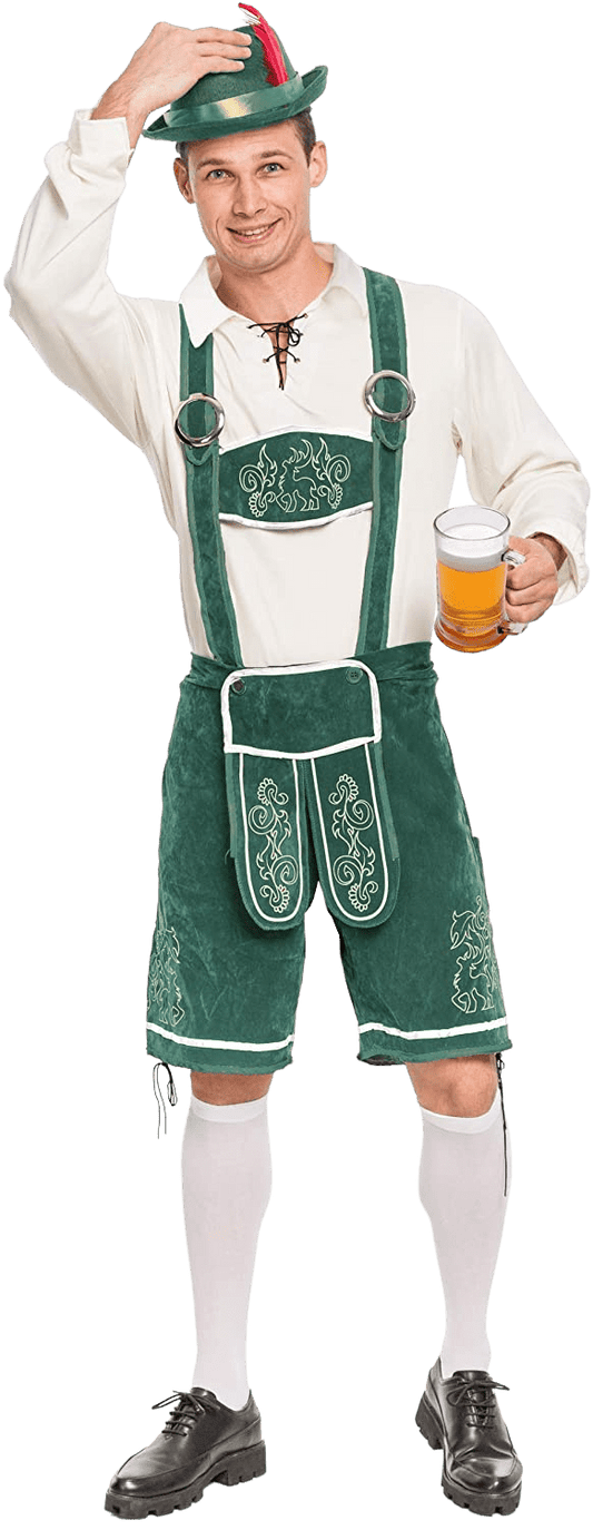 Men’s German Bavarian Oktoberfest Costume Green Set for Halloween Dress Up Party and Beer Festival, German Themed Party | Decor Gifts and More