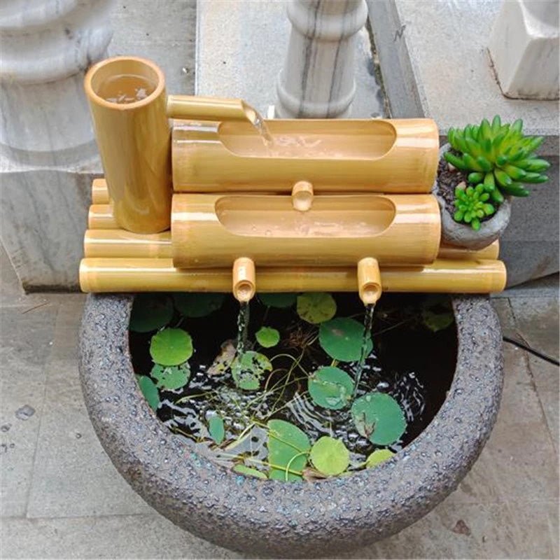 Bamboo Tube Feng Shui Fountain Creative Home Desktop Crafts Waterscape Ornaments | Decor Gifts and More