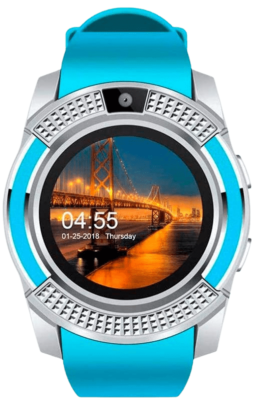 Smartwatch V8 Bluetooth Sports Smart Watch with Camera, Message, Touch Screen, Pedometer, Sedentary Reminder, Sleep Monitor, Instant Notification, Anti-Lost, for Android for iPhone - Blue - Home Decor Gifts and More