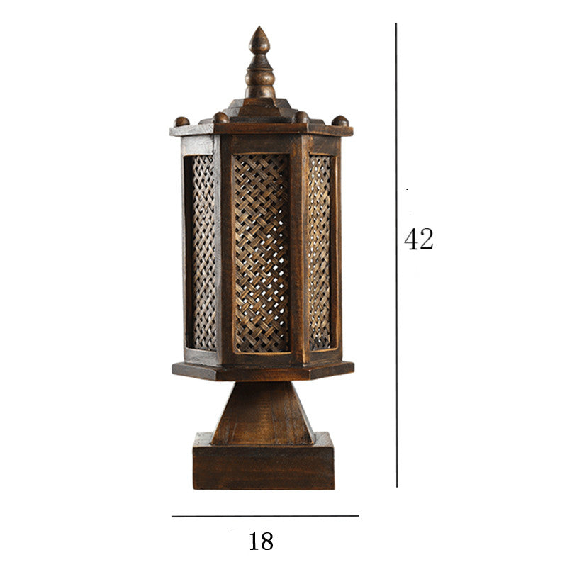 Retro Table Lamp Wood Bamboo Bedside Lamp