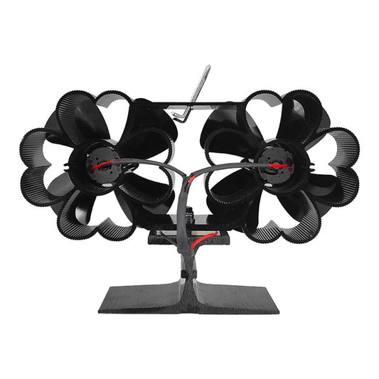 8 Leaf Double Head Fireplace Heat Power Fan | Decor Gifts and More