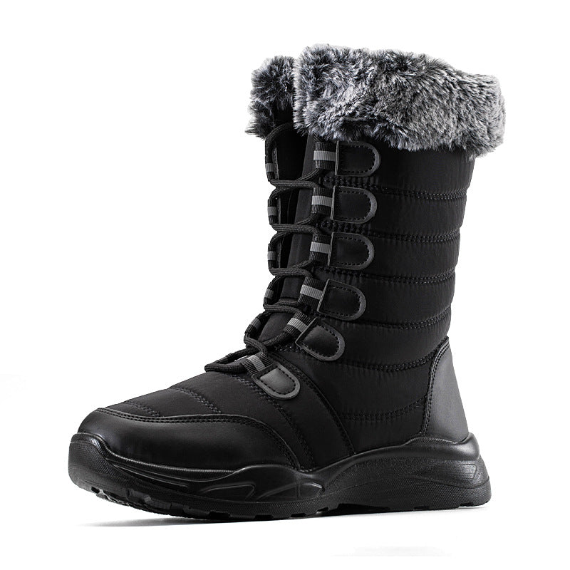 Winter Snow Boots Lace-up Platform Boots Fuzzy Shoes Women | Decor Gifts and More