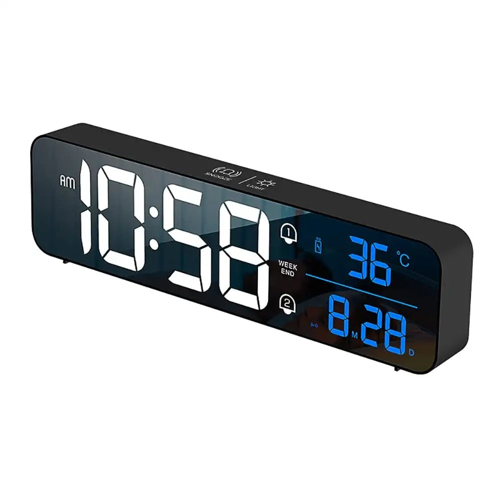 Digital Clock Large Display Music LED Digital Alarm Clock Temperature Date Display Automatic Brightness Dimmer Smart Cool Modern Mirror Clocks Black | Decor Gifts and More