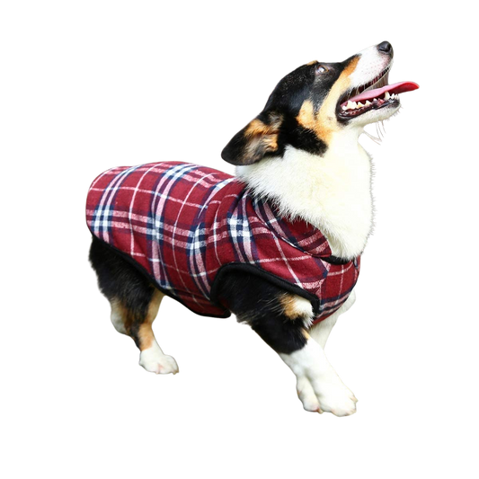 Large Dogs Plaid Fleece Dog Winter Coat - Home Decor Gifts and More