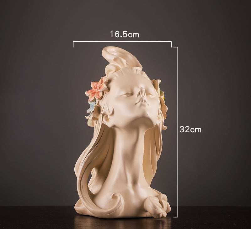 Flower Hair Girl Nordic Sculpture Ornament Resin | Decor Gifts and More