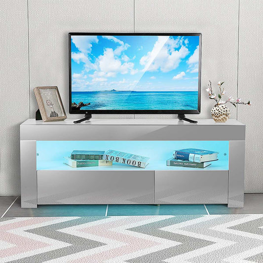 47 Inch Luxury TV Cabinet Modern with LED Drawers TV Stand Living Room Furniture Home Furnishings High Gloss TV Unit Bracket | Decor Gifts and More