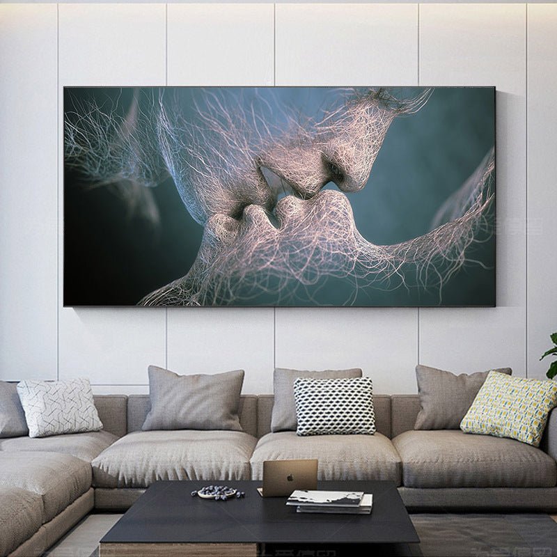 Art Abstract Couple Kissing Canvas Painting | Decor Gifts and More