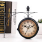 European Vintage Double Sided Wrought Iron Wall Clock